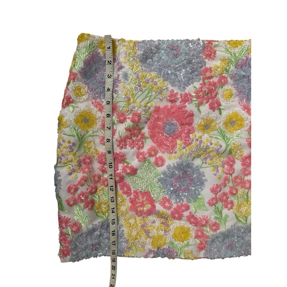 Lilly Pulitzer Kels Sequin Mini Skirt Multi Views from a Via Floral Sz 12 NEW - Picture 12 of 14